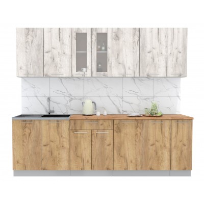 Кухонный гарнитур Мила 2,5 м (Дуб белый/Дуб золотой) фабрика Интерлиния Кухонный гарнитур Мила 2,5 м (Дуб белый/Дуб золотой) фабрика Интерлиния