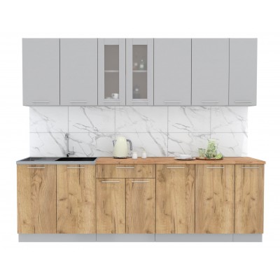 Кухонный гарнитур Мила 2,5 м (Серебро/Дуб золотой) фабрика Интерлиния Кухонный гарнитур Мила 2,5 м (Серебро/Дуб золотой) фабрика Интерлиния