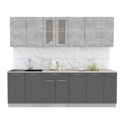 Кухонный гарнитур Мила 2,5 м (Бетон/Антрацит) фабрика Интерлиния Кухонный гарнитур Мила 2,5 м (Бетон/Антрацит) фабрика Интерлиния