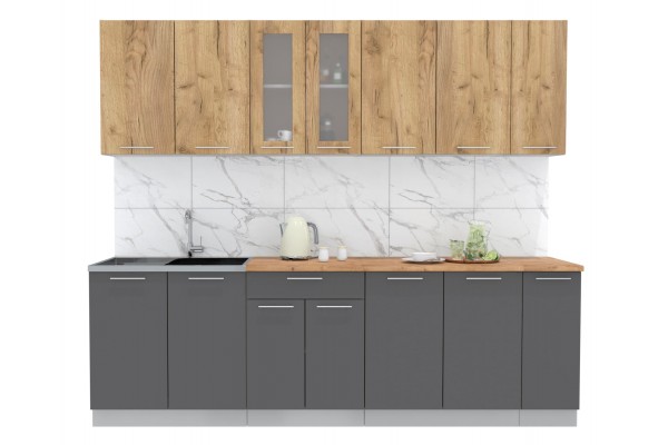 Кухонный гарнитур Мила 2,5 м (Дуб золотой/Антрацит) фабрика Интерлиния