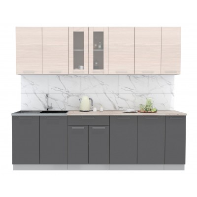 Кухонный гарнитур Мила 2,5 м (Вудлайн кремовый/Антрацит) фабрика Интерлиния Кухонный гарнитур Мила 2,5 м (Вудлайн кремовый/Антрацит) фабрика Интерлиния