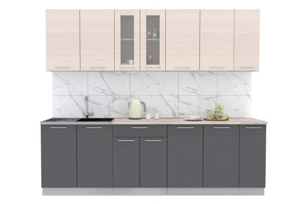 Кухонный гарнитур Мила 2,5 м (Вудлайн кремовый/Антрацит) фабрика Интерлиния