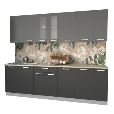 Кухонный гарнитур Мила 2,5 м (Серебро/Антрацит) фабрика Интерлиния Кухонный гарнитур Мила 2,5 м (Серебро/Антрацит) фабрика Интерлиния