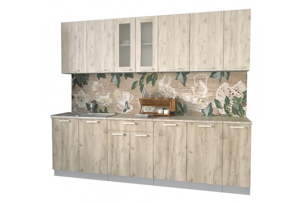 Кухонный гарнитур Мила 2,5 м (Дуб белый/Дуб серый) фабрика Интерлиния