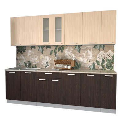 Кухонный гарнитур Мила 2,5 м (Дуб молочный/Дуб венге) фабрика Интерлиния Кухонный гарнитур Мила 2,5 м (Дуб молочный/Дуб венге) фабрика Интерлиния