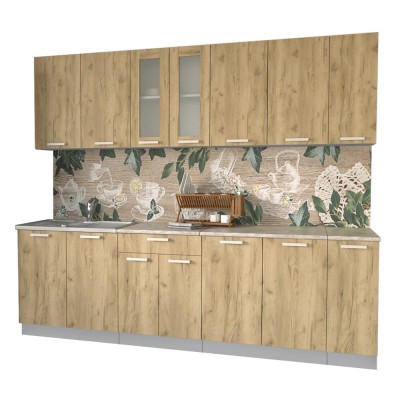 Кухонный гарнитур Мила 2,5 м (Дуб золотой/Дуб золотой) фабрика Интерлиния Кухонный гарнитур Мила 2,5 м (Дуб золотой/Дуб золотой) фабрика Интерлиния