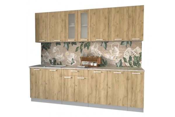 Кухонный гарнитур Мила 2,5 м (Дуб золотой/Дуб золотой) фабрика Интерлиния