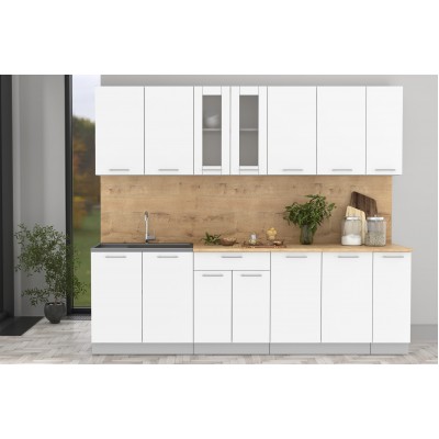 Кухонный гарнитур Мила 2,5 м (Белый Платинум/Белый Платинум) фабрика Интерлиния Кухонный гарнитур Мила 2,5 м (Белый Платинум/Белый Платинум) фабрика Интерлиния