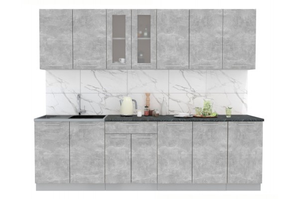 Кухонный гарнитур Мила 2,6 м (Бетон/Бетон) фабрика Интерлиния
