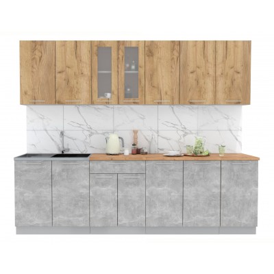 Кухонный гарнитур Мила 2,6 м (Дуб золотой/Бетон) фабрика Интерлиния Кухонный гарнитур Мила 2,6 м (Дуб золотой/Бетон) фабрика Интерлиния