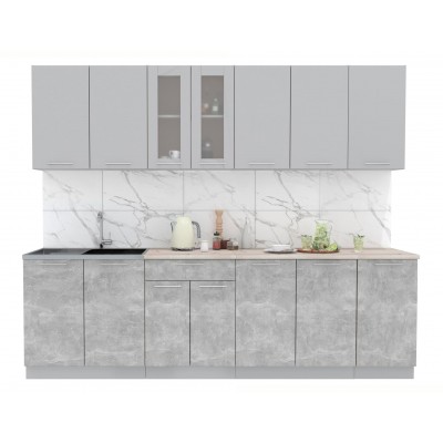 Кухонный гарнитур Мила 2,6 м (Серебро/Бетон) фабрика Интерлиния Кухонный гарнитур Мила 2,6 м (Серебро/Бетон) фабрика Интерлиния