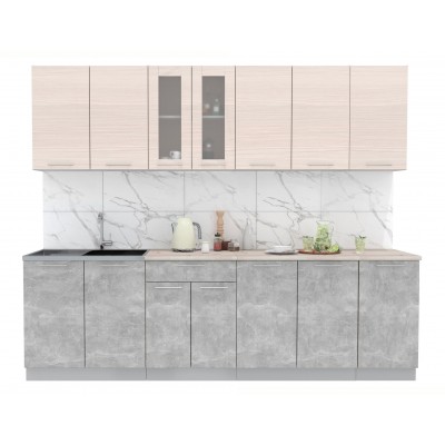 Кухонный гарнитур Мила 2,6 м (Вудлайн кремовый/Бетон) фабрика Интерлиния Кухонный гарнитур Мила 2,6 м (Вудлайн кремовый/Бетон) фабрика Интерлиния