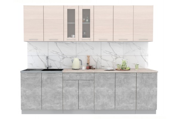 Кухонный гарнитур Мила 2,6 м (Вудлайн кремовый/Бетон) фабрика Интерлиния