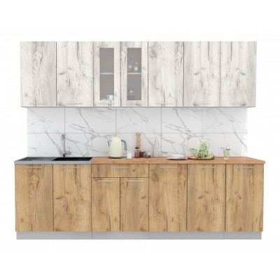 Кухонный гарнитур Мила 2,6 м (Дуб белый/Дуб золотой) фабрика Интерлиния Кухонный гарнитур Мила 2,6 м (Дуб белый/Дуб золотой) фабрика Интерлиния