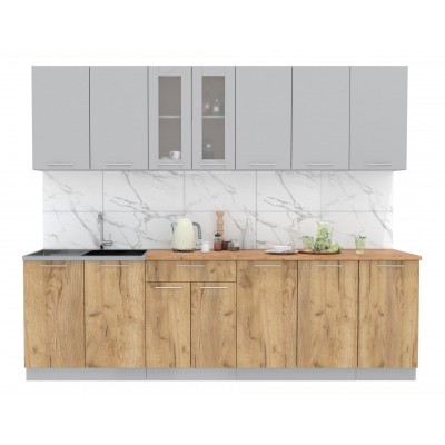 Кухонный гарнитур Мила 2,6 м (Серебро/Дуб золотой) фабрика Интерлиния Кухонный гарнитур Мила 2,6 м (Серебро/Дуб золотой) фабрика Интерлиния