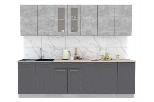 Кухонный гарнитур Мила 2,6 м (Бетон/Антрацит) фабрика Интерлиния