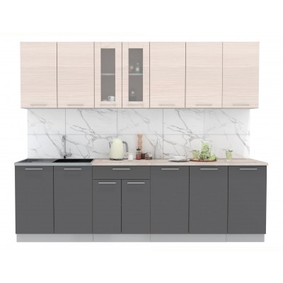 Кухонный гарнитур Мила 2,6 м (Вудлайн кремовый/Антрацит) фабрика Интерлиния Кухонный гарнитур Мила 2,6 м (Вудлайн кремовый/Антрацит) фабрика Интерлиния