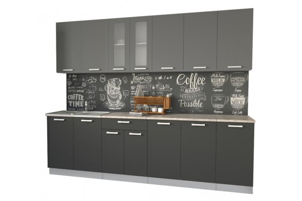 Кухонный гарнитур Мила 2,6 м (Серебро/Антрацит) фабрика Интерлиния