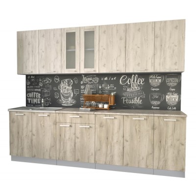 Кухонный гарнитур Мила 2,6 м (Дуб белый/Дуб серый) фабрика Интерлиния Кухонный гарнитур Мила 2,6 м (Дуб белый/Дуб серый) фабрика Интерлиния