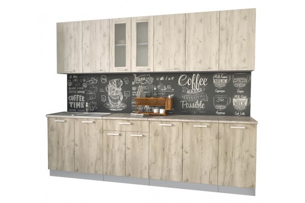 Кухонный гарнитур Мила 2,6 м (Дуб белый/Дуб серый) фабрика Интерлиния