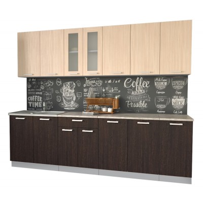 Кухонный гарнитур Мила 2,6 м (Дуб молочный/Дуб венге) фабрика Интерлиния Кухонный гарнитур Мила 2,6 м (Дуб молочный/Дуб венге) фабрика Интерлиния