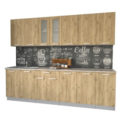 Кухонный гарнитур Мила 2,6 м (Дуб золотой/Дуб золотой) фабрика Интерлиния Кухонный гарнитур Мила 2,6 м (Дуб золотой/Дуб золотой) фабрика Интерлиния