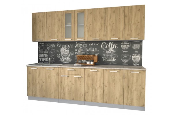 Кухонный гарнитур Мила 2,6 м (Дуб золотой/Дуб золотой) фабрика Интерлиния