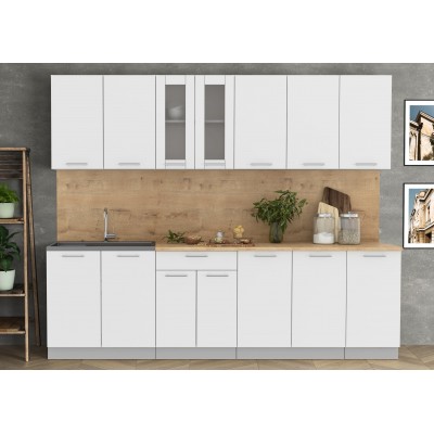 Кухонный гарнитур Мила 2,6 м (Белый Платинум/Белый Платинум) фабрика Интерлиния Кухонный гарнитур Мила 2,6 м (Белый Платинум/Белый Платинум) фабрика Интерлиния