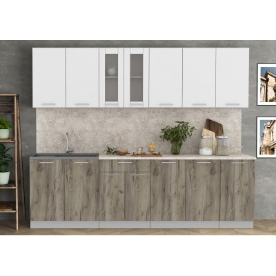 Кухонный гарнитур Мила 2,6 м (Белый Платинум/Дуб серый) фабрика Интерлиния Кухонный гарнитур Мила 2,6 м (Белый Платинум/Дуб серый) фабрика Интерлиния