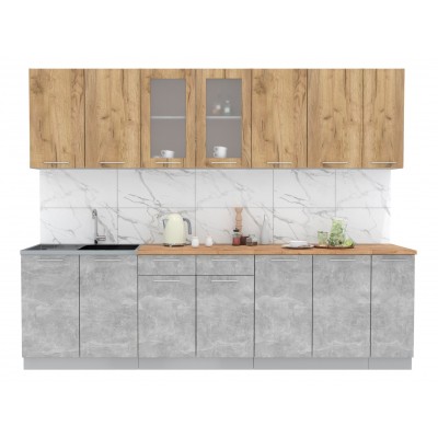 Кухонный гарнитур Мила 2,7 м (Дуб золотой/Бетон) фабрика Интерлиния Кухонный гарнитур Мила 2,7 м (Дуб золотой/Бетон) фабрика Интерлиния