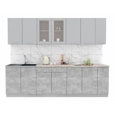 Кухонный гарнитур Мила 2,7 м (Серебро/Бетон) фабрика Интерлиния Кухонный гарнитур Мила 2,7 м (Серебро/Бетон) фабрика Интерлиния