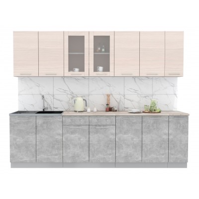 Кухонный гарнитур Мила 2,7 м (Вудлайн кремовый/Бетон) фабрика Интерлиния Кухонный гарнитур Мила 2,7 м (Вудлайн кремовый/Бетон) фабрика Интерлиния