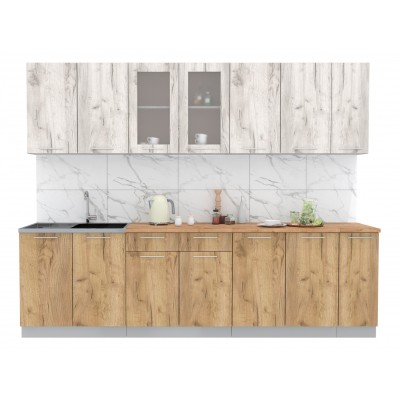 Кухонный гарнитур Мила 2,7 м (Дуб белый/Дуб золотой) фабрика Интерлиния Кухонный гарнитур Мила 2,7 м (Дуб белый/Дуб золотой) фабрика Интерлиния