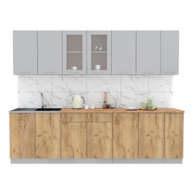 Кухонный гарнитур Мила 2,7 м (Серебро/Дуб золотой) фабрика Интерлиния Кухонный гарнитур Мила 2,7 м (Серебро/Дуб золотой) фабрика Интерлиния