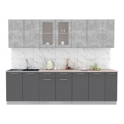 Кухонный гарнитур Мила 2,7 м (Бетон/Антрацит) фабрика Интерлиния Кухонный гарнитур Мила 2,7 м (Бетон/Антрацит) фабрика Интерлиния