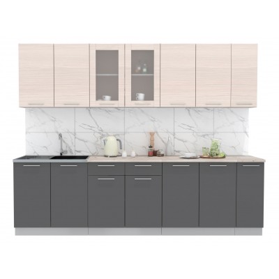 Кухонный гарнитур Мила 2,7 м (Вудлайн кремовый/Антрацит) фабрика Интерлиния Кухонный гарнитур Мила 2,7 м (Вудлайн кремовый/Антрацит) фабрика Интерлиния