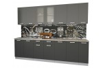 Кухонный гарнитур Мила 2,7 м (Серебро/Антрацит) фабрика Интерлиния