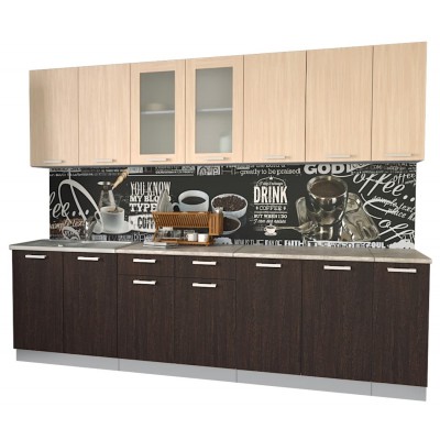 Кухонный гарнитур Мила 2,7 м (Дуб молочный/Дуб венге) фабрика Интерлиния Кухонный гарнитур Мила 2,7 м (Дуб молочный/Дуб венге) фабрика Интерлиния