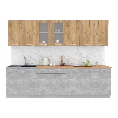 Кухонный гарнитур Мила 2,8 м (Дуб золотой/Бетон) фабрика Интерлиния Кухонный гарнитур Мила 2,8 м (Дуб золотой/Бетон) фабрика Интерлиния