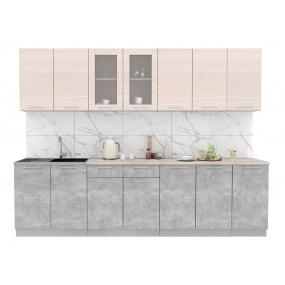 Кухонный гарнитур Мила 2,8 м (Вудлайн кремовый/Бетон) фабрика Интерлиния Кухонный гарнитур Мила 2,8 м (Вудлайн кремовый/Бетон) фабрика Интерлиния