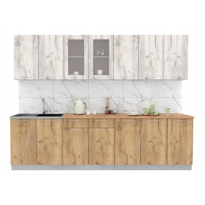 Кухонный гарнитур Мила 2,8 м (Дуб белый/Дуб золотой) фабрика Интерлиния Кухонный гарнитур Мила 2,8 м (Дуб белый/Дуб золотой) фабрика Интерлиния