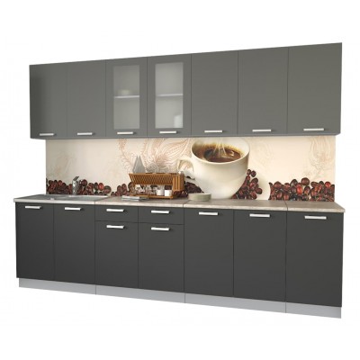 Кухонный гарнитур Мила 2,8 м (Серебро/Антрацит) фабрика Интерлиния Кухонный гарнитур Мила 2,8 м (Серебро/Антрацит) фабрика Интерлиния