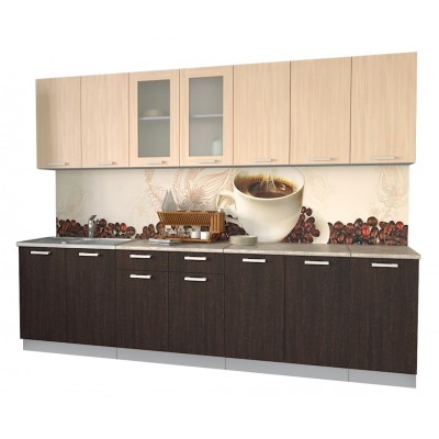 Кухонный гарнитур Мила 2,8 м (Дуб молочный/Дуб венге) фабрика Интерлиния Кухонный гарнитур Мила 2,8 м (Дуб молочный/Дуб венге) фабрика Интерлиния