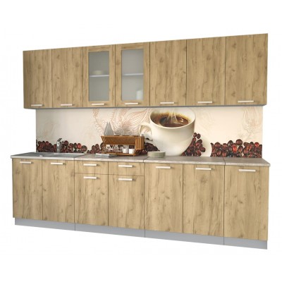 Кухонный гарнитур Мила 2,8 м (Дуб золотой/Дуб золотой) фабрика Интерлиния Кухонный гарнитур Мила 2,8 м (Дуб золотой/Дуб золотой) фабрика Интерлиния