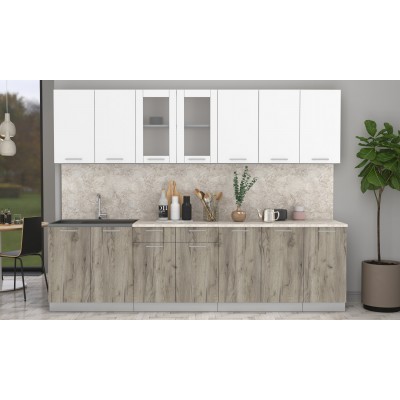 Кухонный гарнитур Мила 2,8 м (Белый Платинум/Дуб серый) фабрика Интерлиния Кухонный гарнитур Мила 2,8 м (Белый Платинум/Дуб серый) фабрика Интерлиния