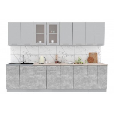 Кухонный гарнитур Мила 3,0 м (Серебро/Бетон) фабрика Интерлиния Кухонный гарнитур Мила 3,0 м (Серебро/Бетон) фабрика Интерлиния