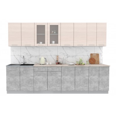 Кухонный гарнитур Мила 3,0 м (Вудлайн кремовый/Бетон) фабрика Интерлиния Кухонный гарнитур Мила 3,0 м (Вудлайн кремовый/Бетон) фабрика Интерлиния