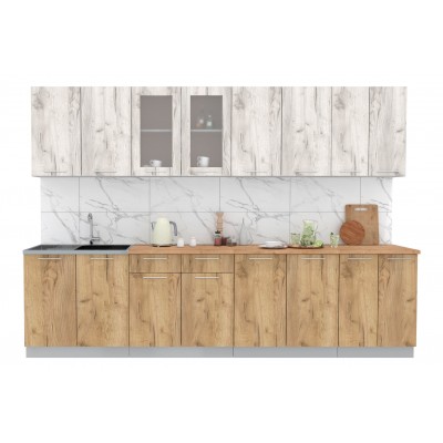 Кухонный гарнитур Мила 3,0 м (Дуб белый/Дуб золотой) фабрика Интерлиния Кухонный гарнитур Мила 3,0 м (Дуб белый/Дуб золотой) фабрика Интерлиния