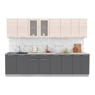 Кухонный гарнитур Мила 3,0 м (Вудлайн кремовый/Антрацит) фабрика Интерлиния Кухонный гарнитур Мила 3,0 м (Вудлайн кремовый/Антрацит) фабрика Интерлиния