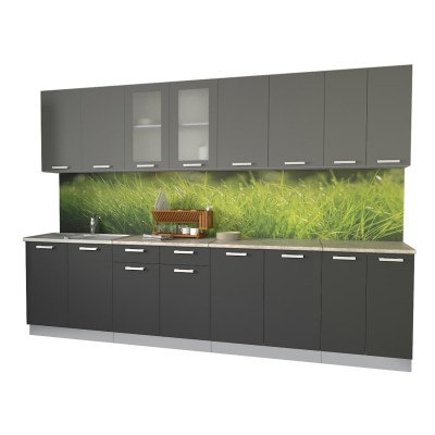 Кухонный гарнитур Мила 3,0 м (Серебро/Антрацит) фабрика Интерлиния Кухонный гарнитур Мила 3,0 м (Серебро/Антрацит) фабрика Интерлиния